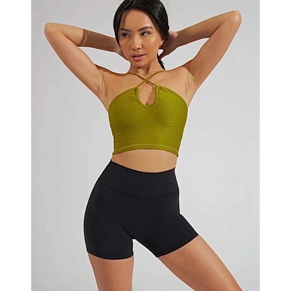 Buffbunny Donna Crop Olivia Olive Green Small NWT Athletic Versatile Flirty - Picture 1 of 13